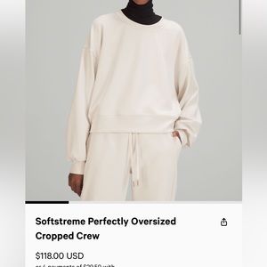 Lululemon softstreme perfectly oversized cropped crew